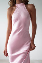 Natalia Soft Satin Maxi Dress Pink | Wedding Guest Dress | Maxi | Satin | Oh Hello Clothing