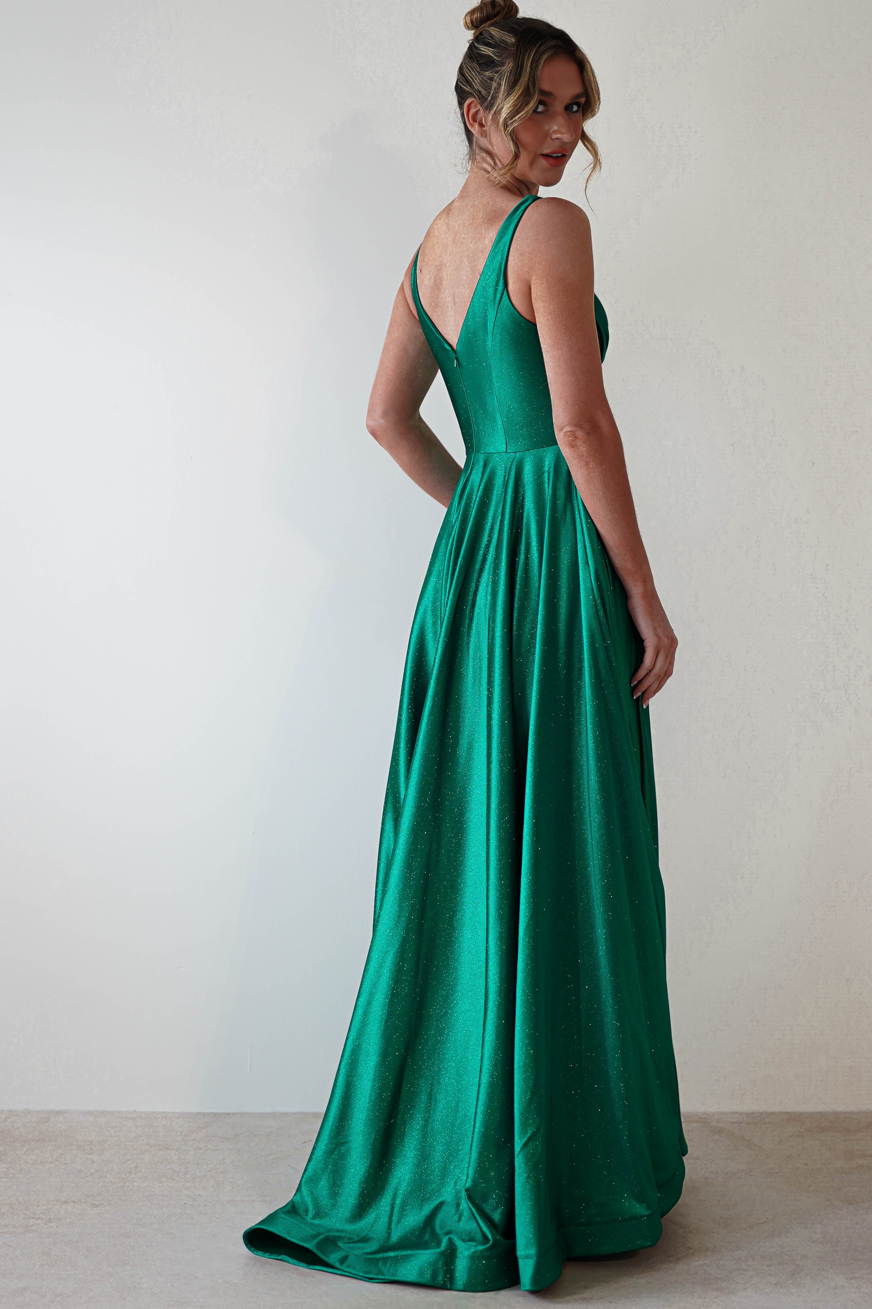 Penelope Glitter Princess Gown | Green | Debs & Prom | Formal Gown | Oh Hello Clothing