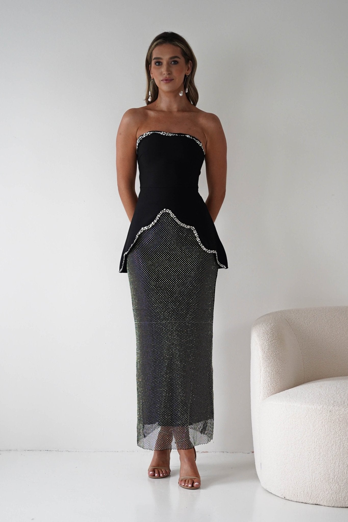 Ranla Strapless Bandage Top/Skirt Set | Black | Black Tie | Oh Hello Clothing