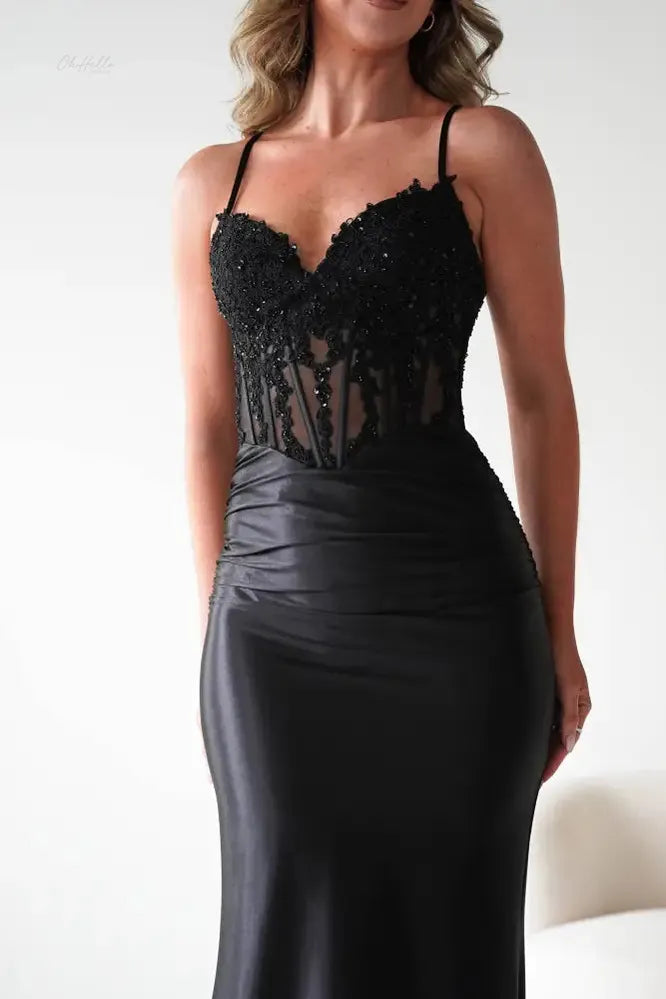 Oh Hello Clothing Dresses > Prom Dresses Raya Embellished Corset Gown | Black