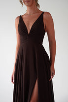 Rebecca Chiffon Maxi Dress Brown | Wedding Guest Dress | Maxi | Chiffon | Oh Hello Clothing