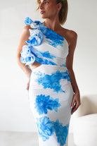 Rhia Ruffle Floral Maxi Dress Blue/White | Wedding Guest Dress | Maxi | Oh Hello Clothing