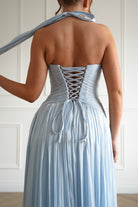 Oh Hello Clothing Dresses > Prom Dresses Sharelle Pleated Luminescent Maxi Gown | Sky Blue