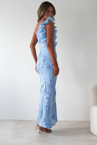 Siren Bodycon Maxi Dress Blue Textured | Wedding Guest Dress | Bodycon | Maxi | Oh Hello Clothing