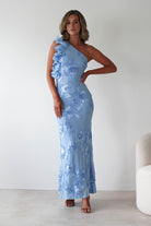 Siren Bodycon Maxi Dress Blue Textured | Wedding Guest Dress | Bodycon | Maxi | Oh Hello Clothing