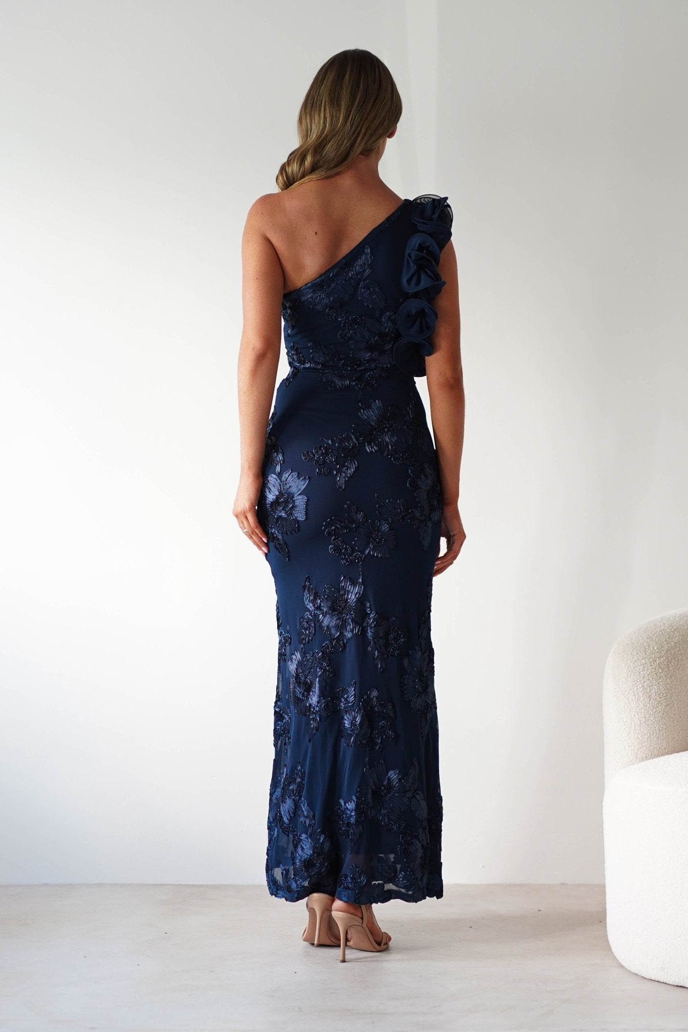 Siren Bodycon Maxi Dress Navy Textured | Wedding Guest Dress | Bodycon | Maxi | Oh Hello Clothing