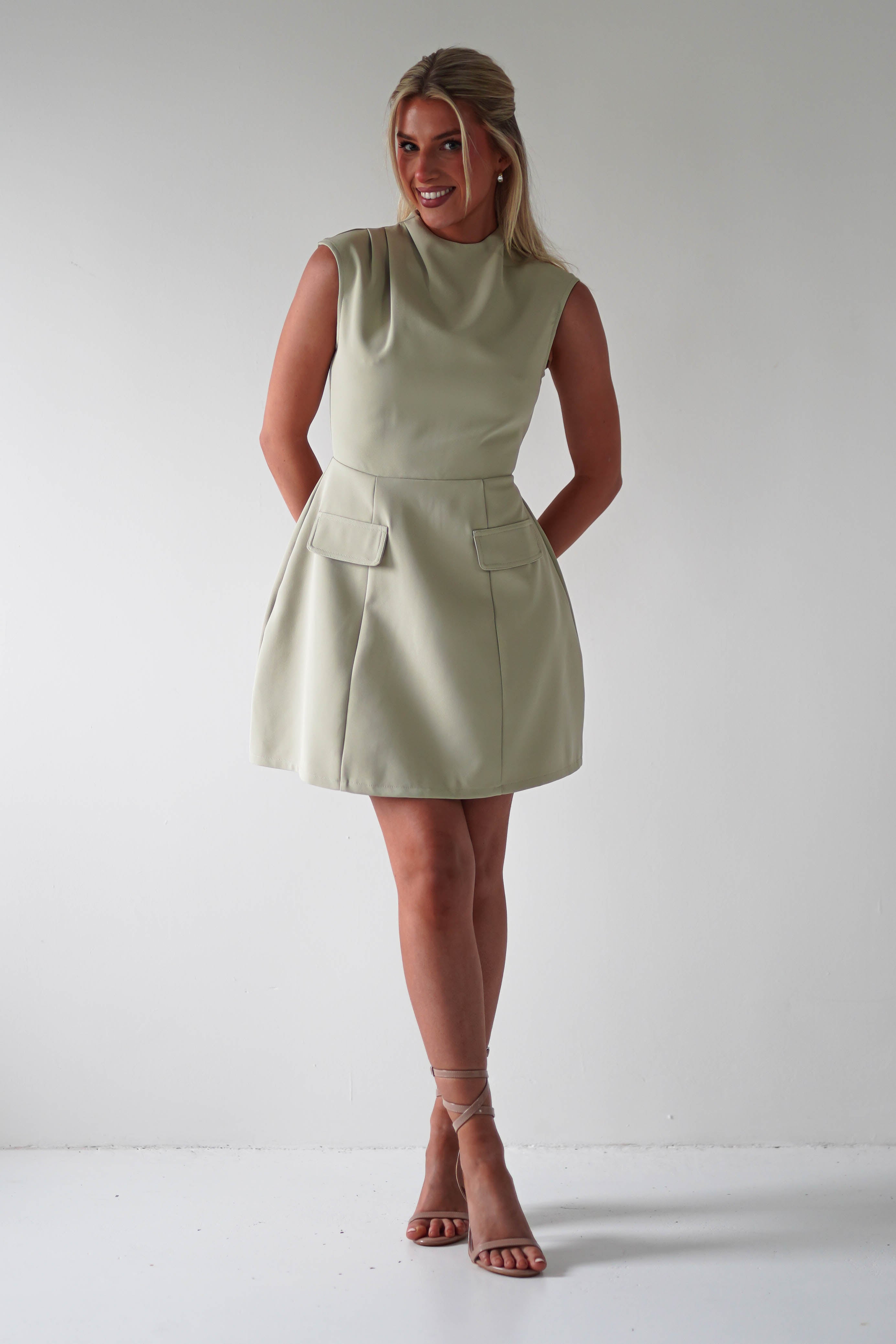 Stella Structured Mini Dress | Sage | Oh Hello Clothing