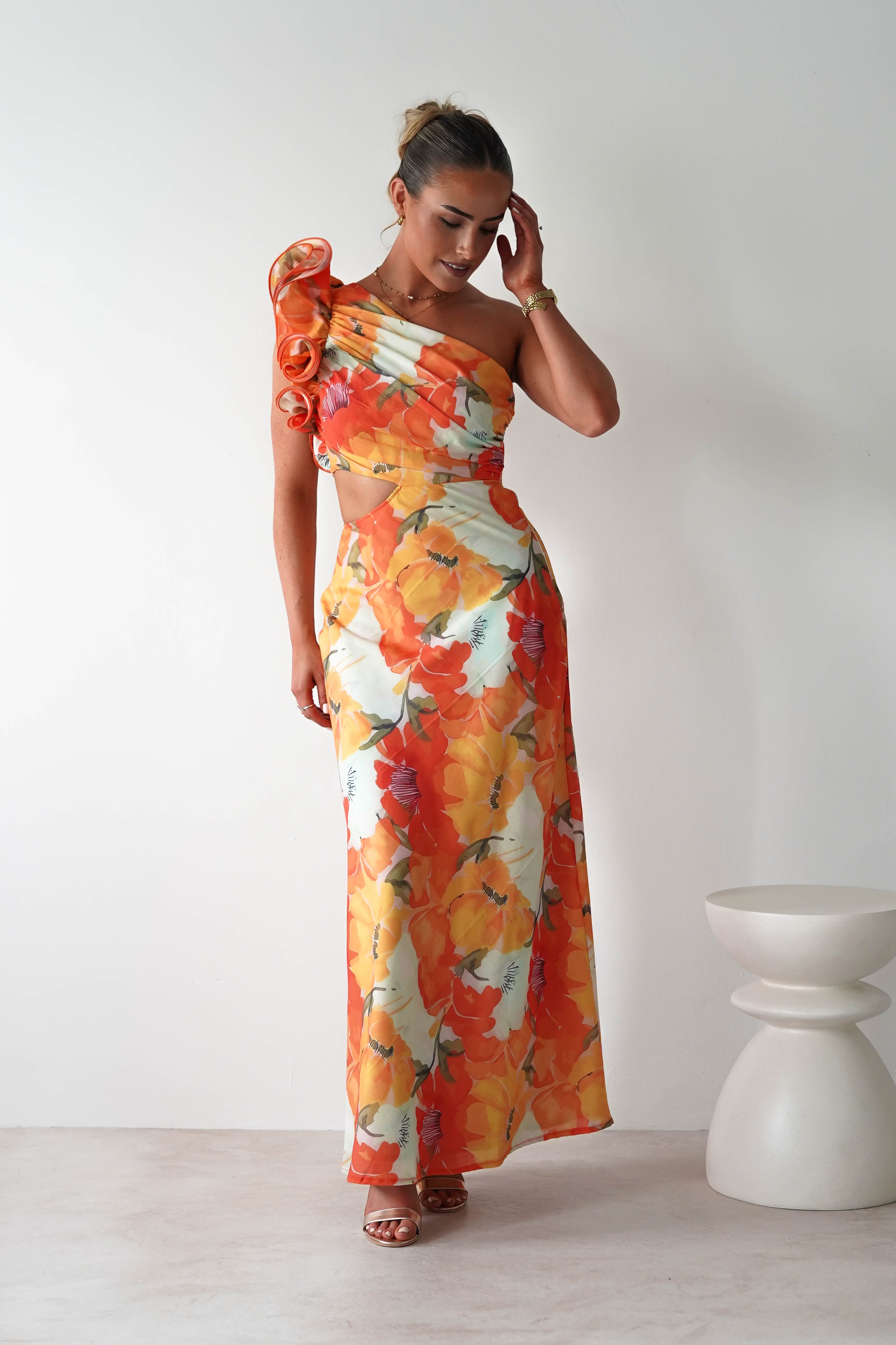 Summer Fruits Maxi Dress Orange Print | Wedding Guest Dress | Maxi | Oh Hello Clothing