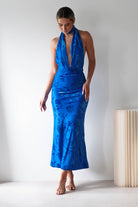 Tara Floral Jacquard Maxi Dress Royal Blue | Wedding Guest Dress | Maxi | Oh Hello Clothing