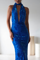 Tara Floral Jacquard Maxi Dress Royal Blue | Wedding Guest Dress | Maxi | Oh Hello Clothing
