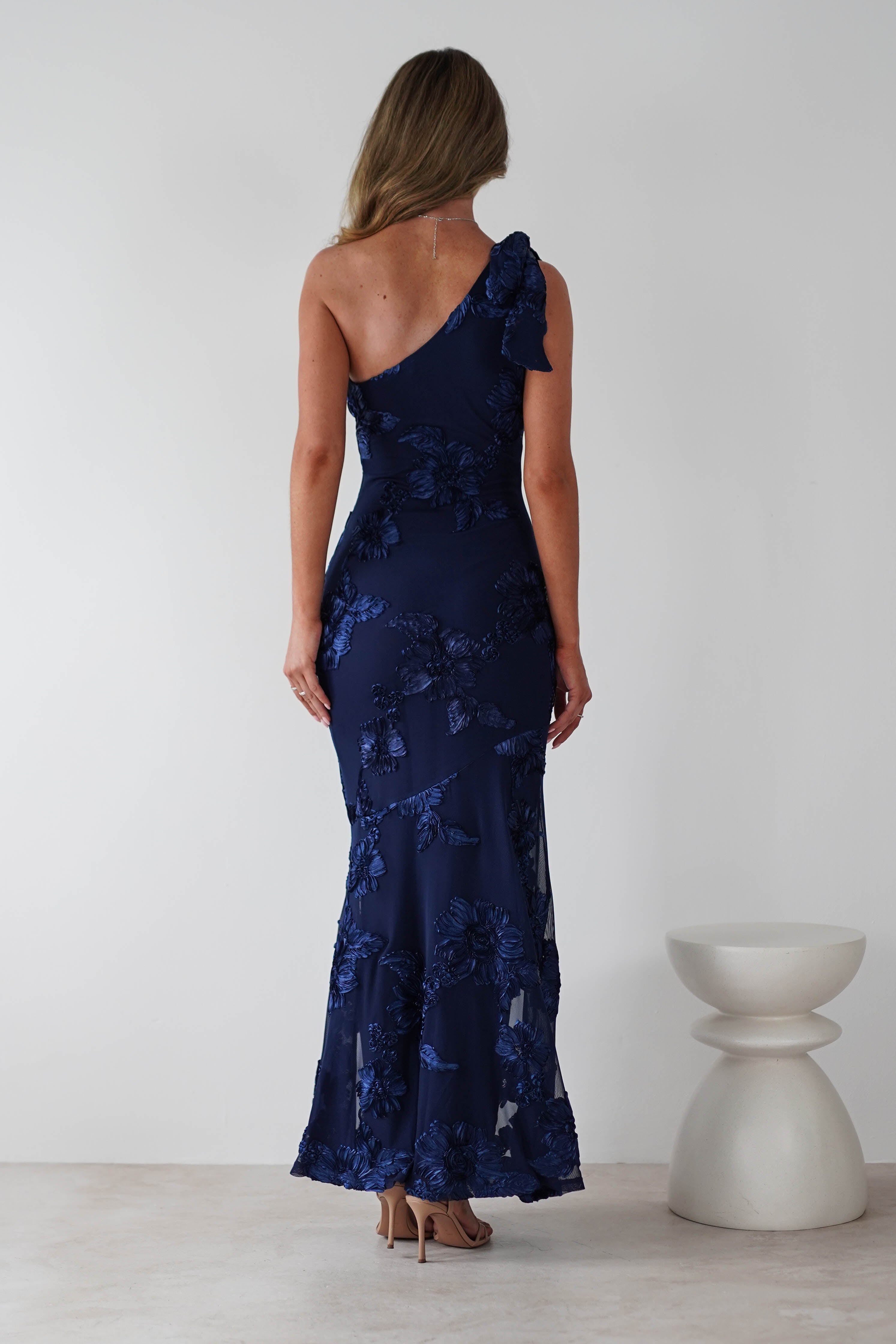 Thelma Floral Textured Maxi Dress Navy | Wedding Guest Dress | Maxi | Oh Hello Clothing