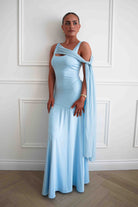 Oh Hello Clothing Dresses > Prom Dresses Veronika Asymmetric Drape Detail Maxi Dress | Blue