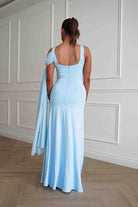 Oh Hello Clothing Women > Clothing > Dresses Veronika Asymmetric Drape Detail Maxi Dress | Blue